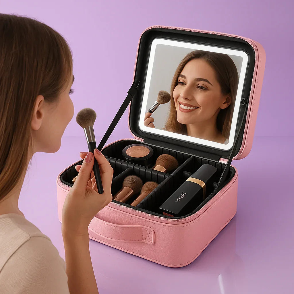 Maleta de Maquillaje Completa – ¡Con Espejo e Iluminación!