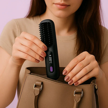 Mini Cepillo Alisador – ¡Cabello Liso donde Estés!